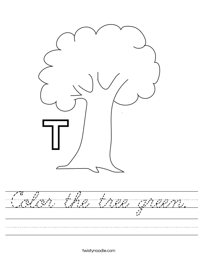 Color the tree green. Worksheet