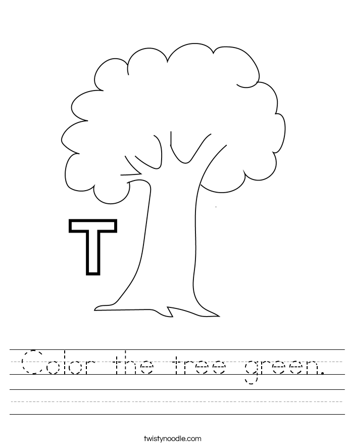 Color the tree green. Worksheet