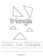 Color the Triangles Handwriting Sheet