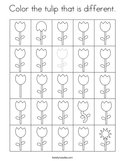 Color the tulip that is different Coloring Page