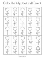 Color the tulip that is different Coloring Page