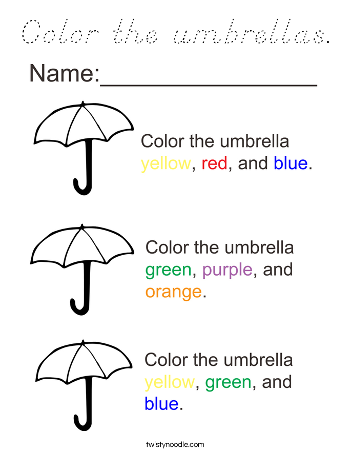 Color the umbrellas. Coloring Page