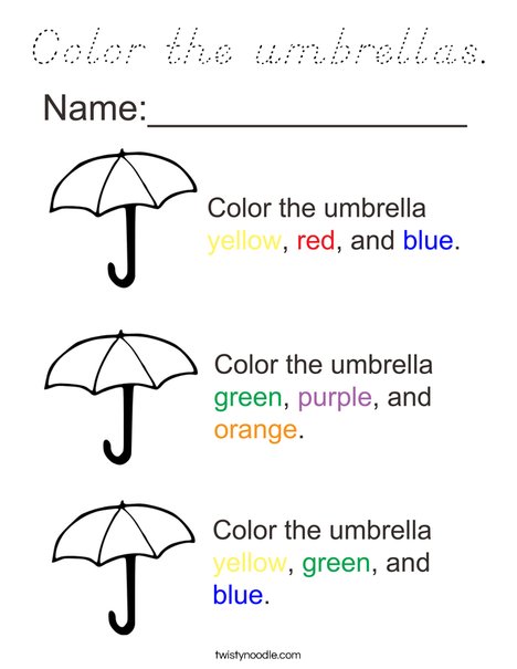 Color the Umbrellas Coloring Page