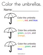 Color the umbrellas Coloring Page
