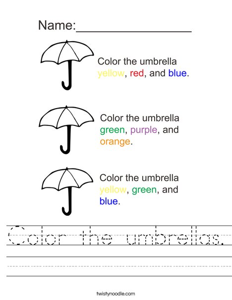 Umbrella worksheet clearance