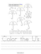 Color the U's Handwriting Sheet