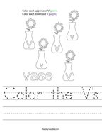 Color the V's Handwriting Sheet