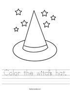 Color the witch's hat Handwriting Sheet