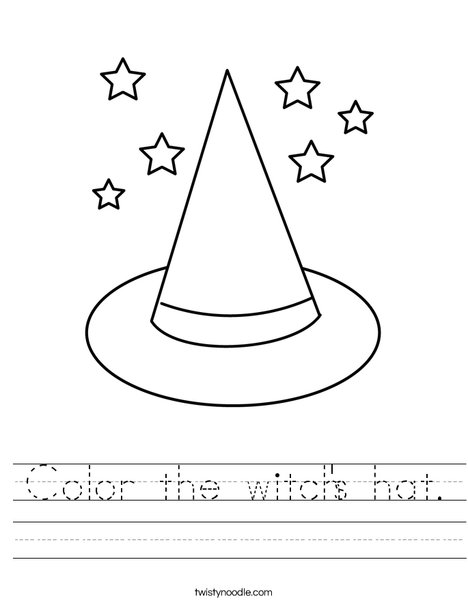 Color the witch's hat. Worksheet