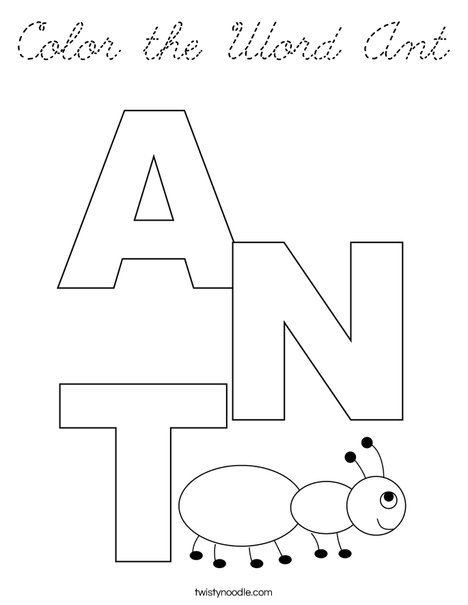 Color the Word Ant Coloring Page