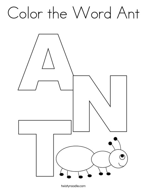 Color the Word Ant Coloring Page