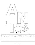 Color the Word Ant Worksheet