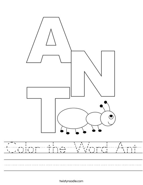 Color the Word Ant Worksheet
