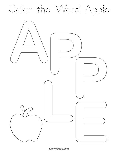 Color the Word Apple Coloring Page