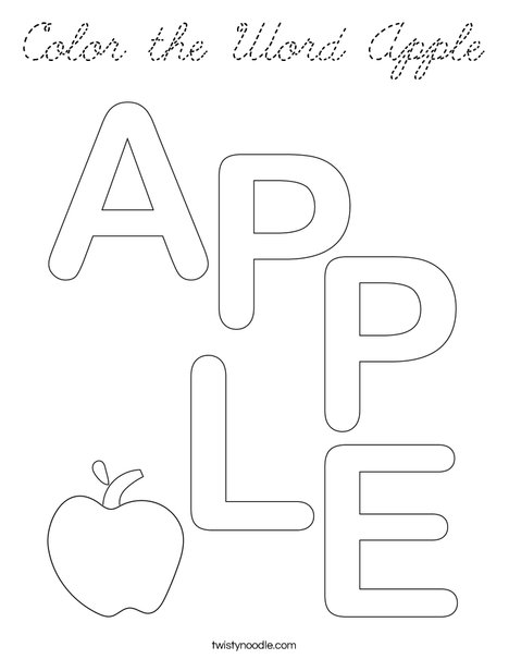 Color the Word Apple Coloring Page