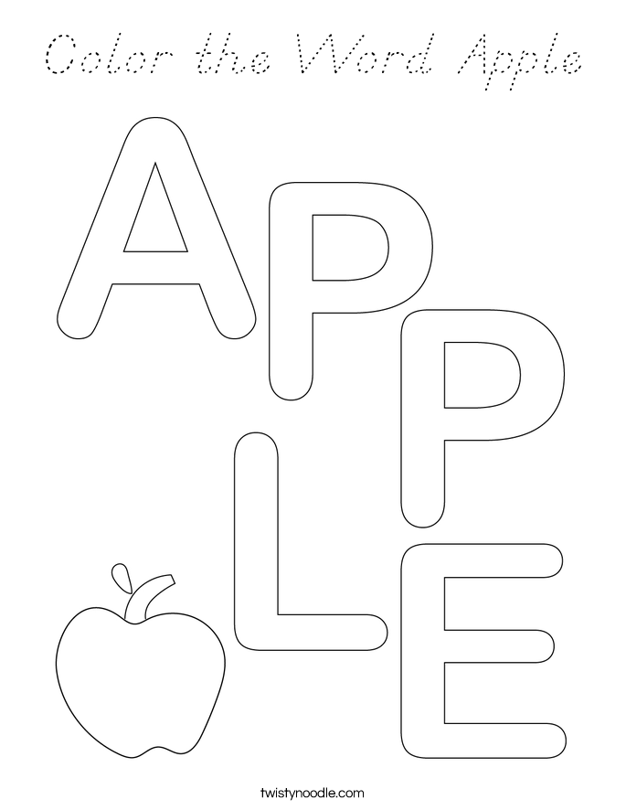 Color the Word Apple Coloring Page