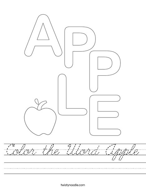 Color the Word Apple Worksheet