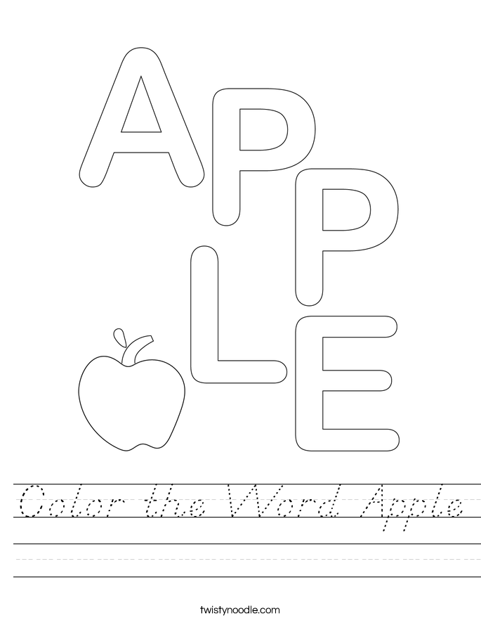 Color the Word Apple Worksheet