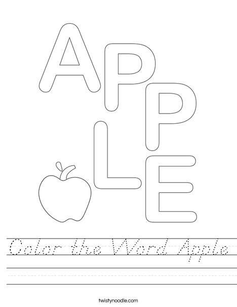 Color the Word Apple Worksheet
