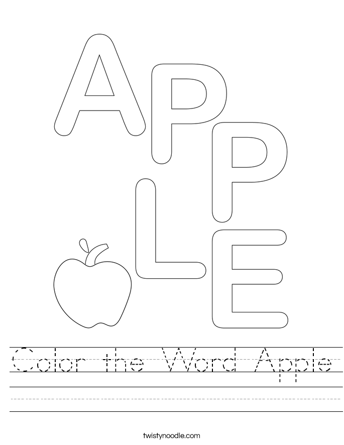 Color the Word Apple Worksheet