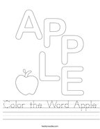 Color the Word Apple Handwriting Sheet