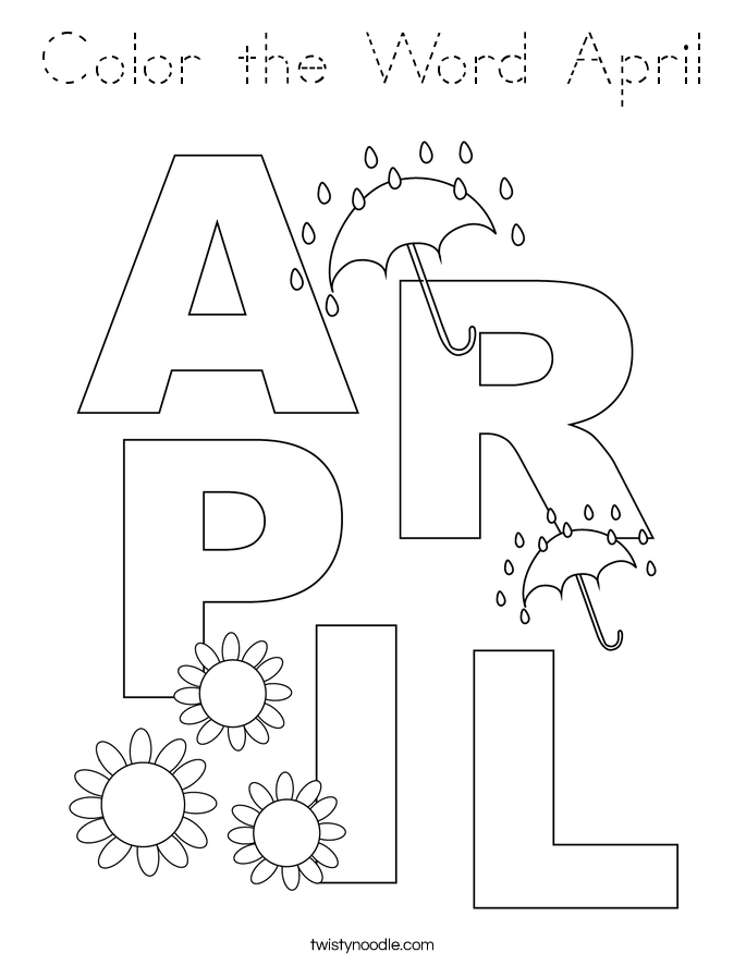 Color the Word April Coloring Page