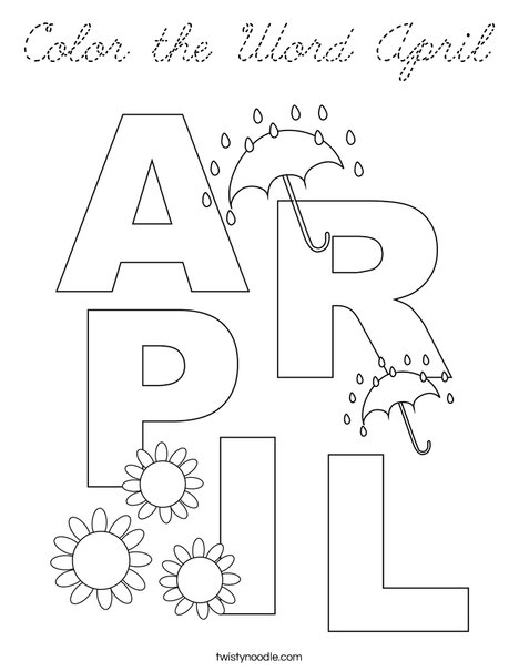 Color the Word April Coloring Page