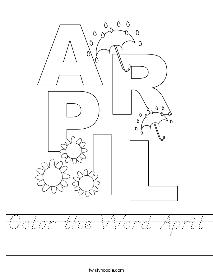 Color the Word April Worksheet