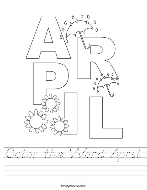Color the Word April Worksheet