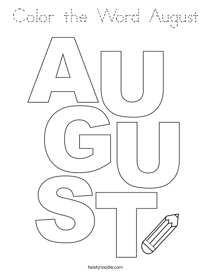 Color the Word August Coloring Page