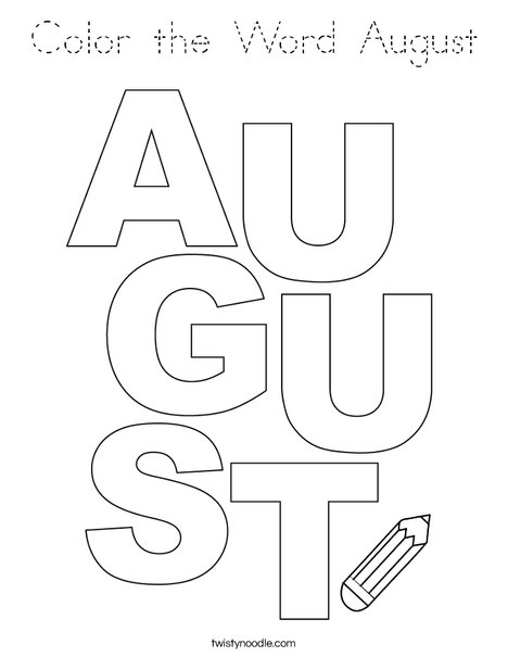 Color the Word August Coloring Page