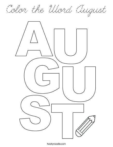 Color the Word August Coloring Page