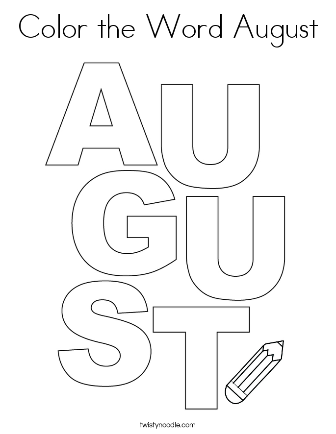 Color the Word August Coloring Page