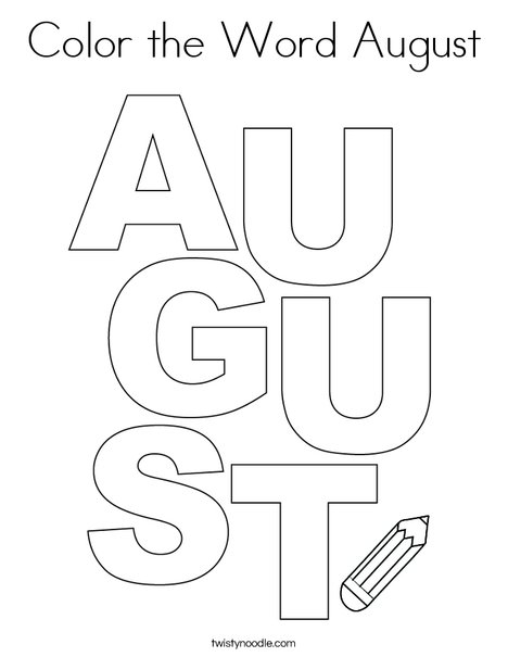 Color the Word August Coloring Page