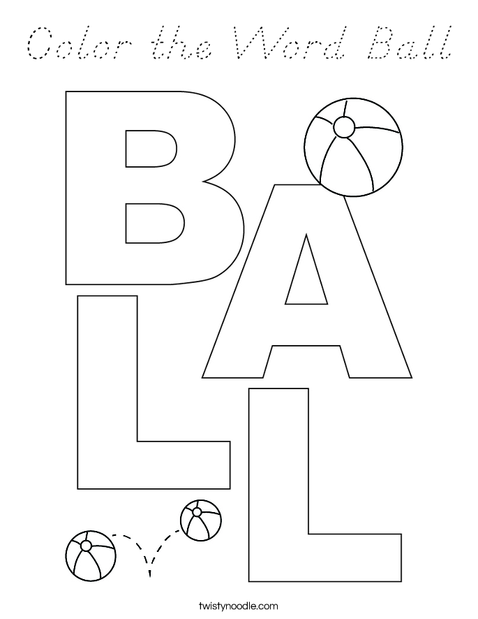 Color the Word Ball Coloring Page