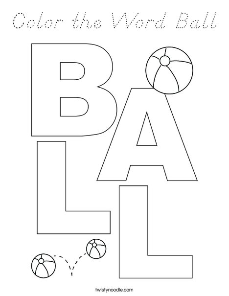 Color the Word Ball Coloring Page