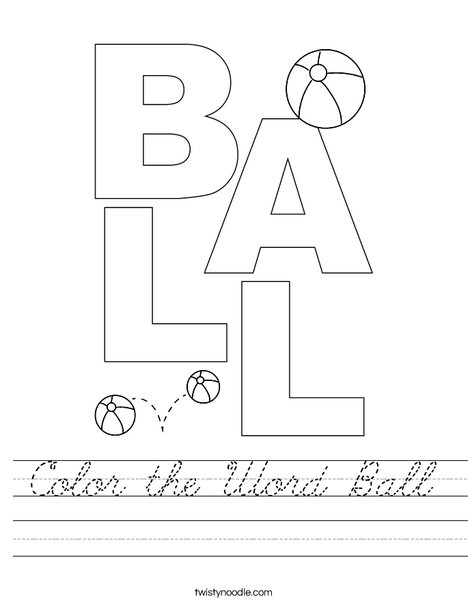 Color the Word Ball Worksheet