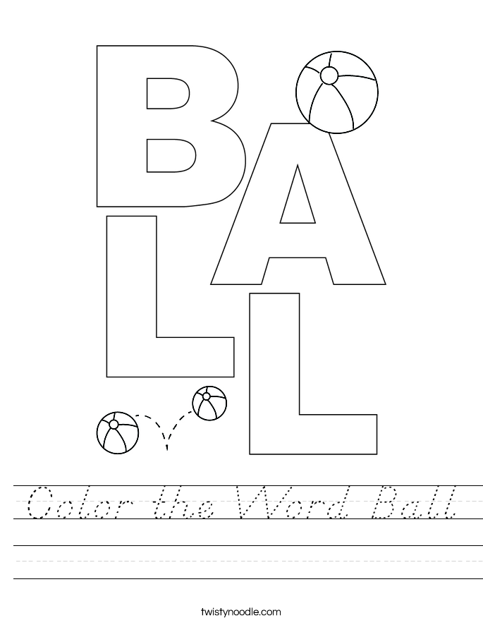Color the Word Ball Worksheet