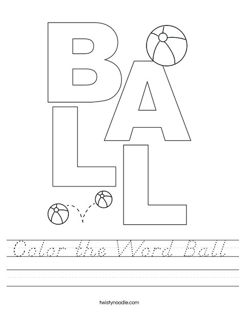 Color the Word Ball Worksheet