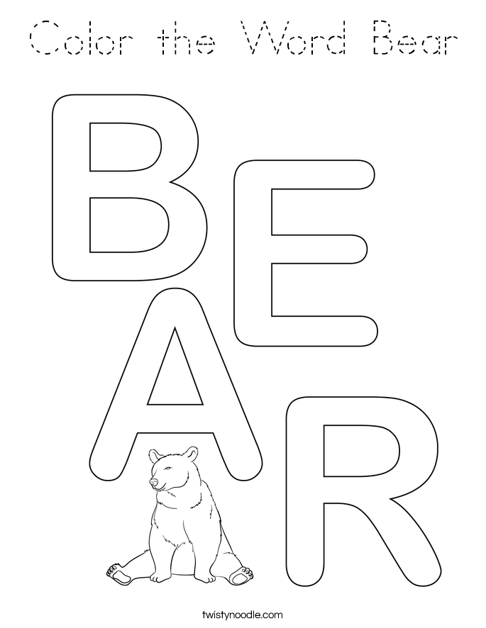 Color the Word Bear Coloring Page