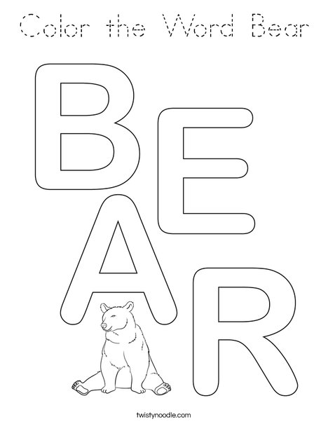 Color the Word Bear Coloring Page