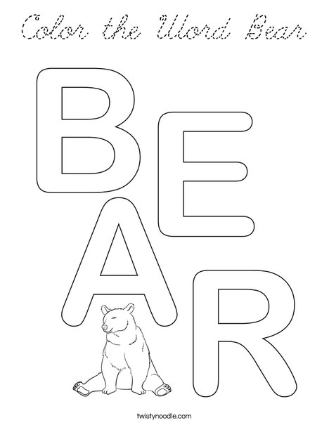 Color the Word Bear Coloring Page