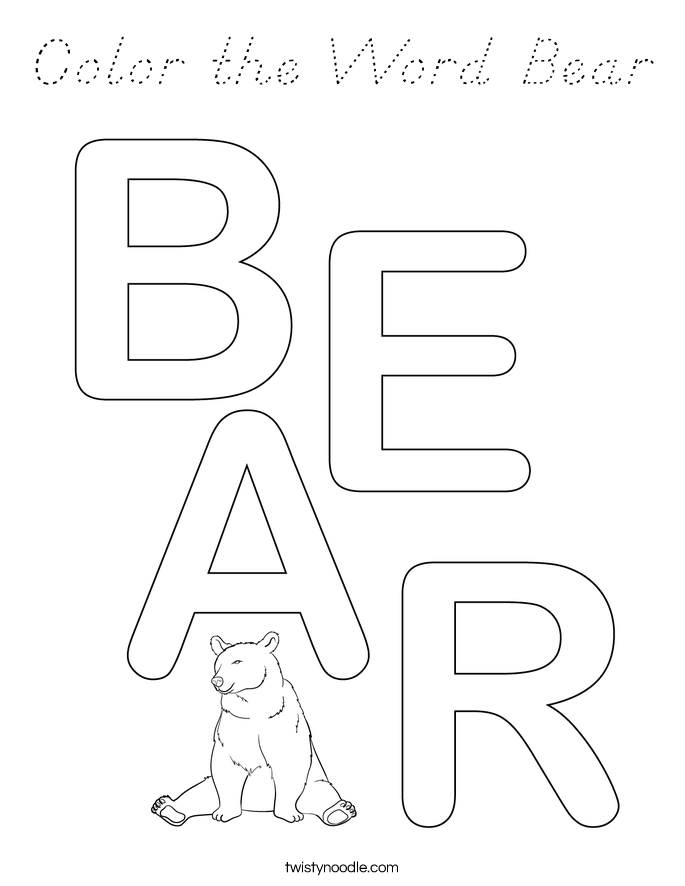 Color the Word Bear Coloring Page
