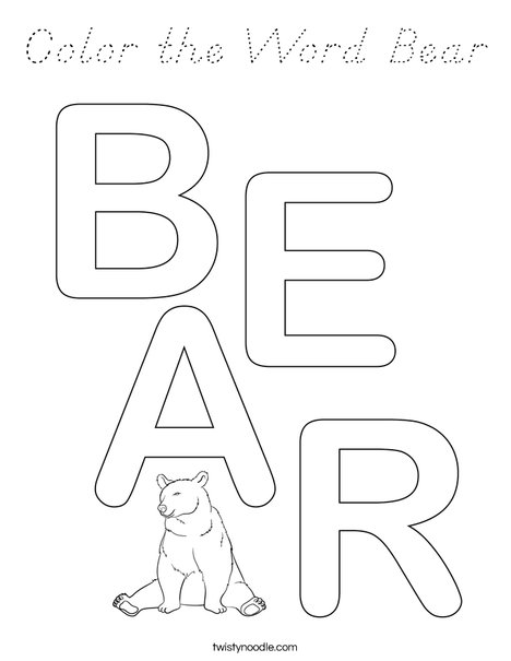 Color the Word Bear Coloring Page