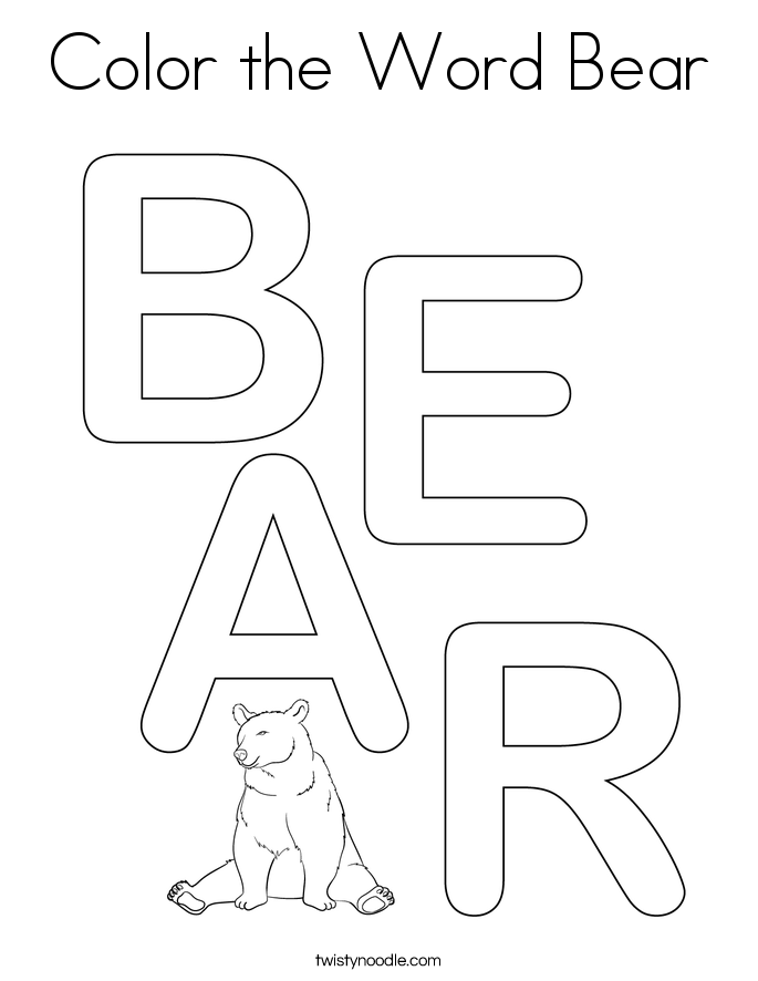 Color the Word Bear Coloring Page