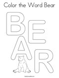 Color the Word Bear Coloring Page