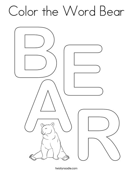 Color the Word Bear Coloring Page
