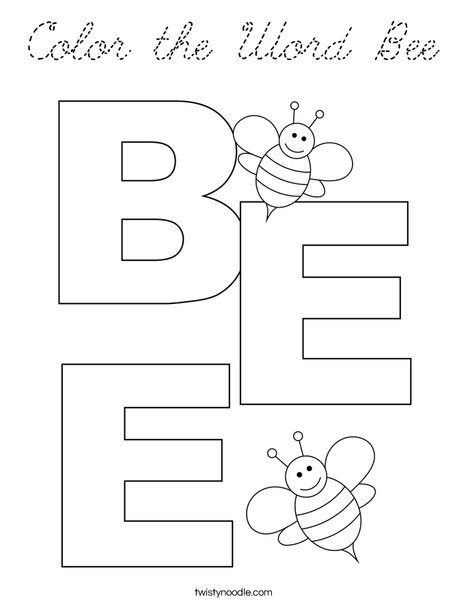 Color the Word Bee Coloring Page