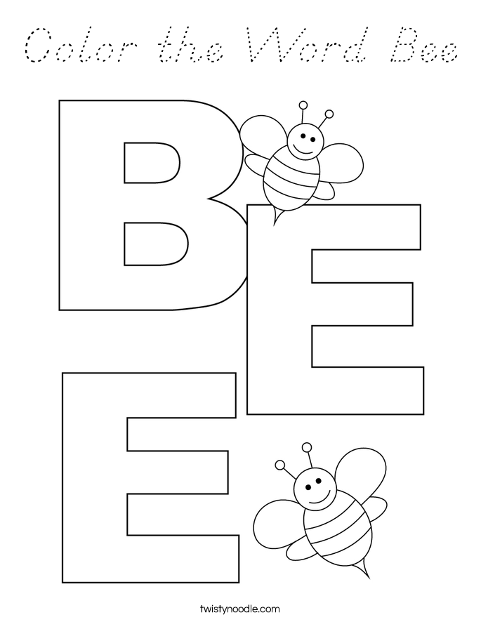 Color the Word Bee Coloring Page