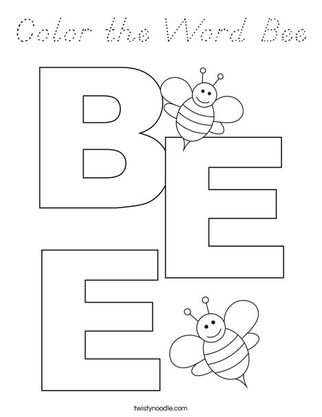 Color the Word Bee Coloring Page